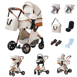 Top Grade 3-in-1 High View Four-Wheel Foldable Shock-Absorbing Infant Carriage, Custom Breathable Anti-mosquito Net As Free Gift To Prevent Newborns From Mosquito Bites Outdoors