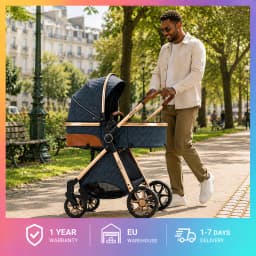 Travelable Boarding Baby Stroller 3 in 1 Portable Carrying Basket Safety Car Seat High Landscape Infant Carriage Strong Load Bearing Folding Pram Luxury Bidirectional Pushchair Comfy Sleeping Bed Stroller Set