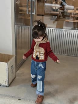 Childrens Winter New Cotton Wool Knitted Sweater House Pattern Sweater Long Sleeved Pullover Sweater European and American Style