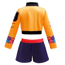 Kids 3Pcs Yellow Graffiti Printed Dance Outfit Girl Korean Wave Singer Cosplay Uniform Streetwear Costume Jacket+Tank Top+Shorts