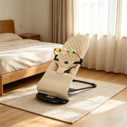 Portable Baby Bouncer Chair, 3-Level Adjustable Infant Rocker, Foldable Newborn Lounger with Safety Harness, Ideal for Travel