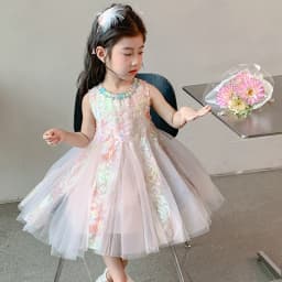 Girls Mesh Princess Dresses Kids Embroidered Butterfly Sleeveless High Quality Dress Baby Birthday Party Gown Ball 3-8 Years old