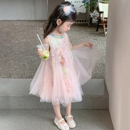 Girls Mesh Princess Dresses Kids Embroidered Butterfly Sleeveless High Quality Dress Baby Birthday Party Gown Ball 3-8 Years old
