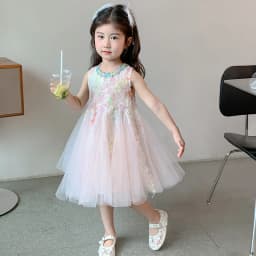Girls Mesh Princess Dresses Kids Embroidered Butterfly Sleeveless High Quality Dress Baby Birthday Party Gown Ball 3-8 Years old