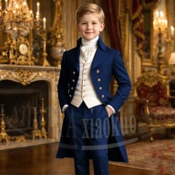Chic Boys Suit 3 Pieces Fashion Double Breasted Kids Vintage Outfit For Jane Austen Cosplay Wedding Party Birthday Tailcoat