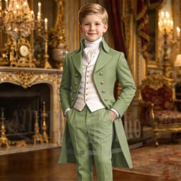 Chic Boys Suit 3 Pieces Fashion Double Breasted Kids Vintage Outfit For Jane Austen Cosplay Wedding Party Birthday Tailcoat