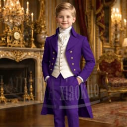 Chic Boys Suit 3 Pieces Fashion Double Breasted Kids Vintage Outfit For Jane Austen Cosplay Wedding Party Birthday Tailcoat