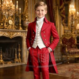 Chic Boys Suit 3 Pieces Fashion Double Breasted Kids Vintage Outfit For Jane Austen Cosplay Wedding Party Birthday Tailcoat