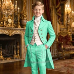 Chic Boys Suit 3 Pieces Fashion Double Breasted Kids Vintage Outfit For Jane Austen Cosplay Wedding Party Birthday Tailcoat
