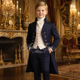 Chic Boys Suit 3 Pieces Fashion Double Breasted Kids Vintage Outfit For Jane Austen Cosplay Wedding Party Birthday Tailcoat