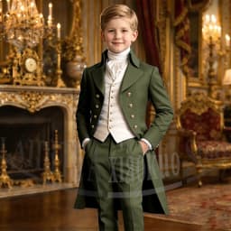 Chic Boys Suit 3 Pieces Fashion Double Breasted Kids Vintage Outfit For Jane Austen Cosplay Wedding Party Birthday Tailcoat