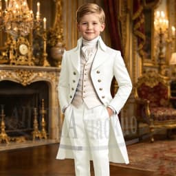 Chic Boys Suit 3 Pieces Fashion Double Breasted Kids Vintage Outfit For Jane Austen Cosplay Wedding Party Birthday Tailcoat