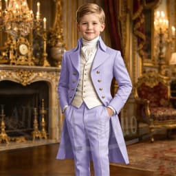 Chic Boys Suit 3 Pieces Fashion Double Breasted Kids Vintage Outfit For Jane Austen Cosplay Wedding Party Birthday Tailcoat