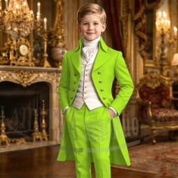 Chic Boys Suit 3 Pieces Fashion Double Breasted Kids Vintage Outfit For Jane Austen Cosplay Wedding Party Birthday Tailcoat