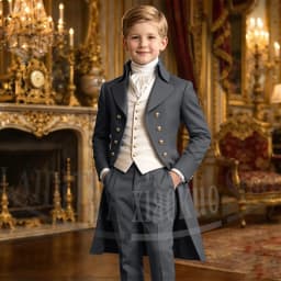 Chic Boys Suit 3 Pieces Fashion Double Breasted Kids Vintage Outfit For Jane Austen Cosplay Wedding Party Birthday Tailcoat