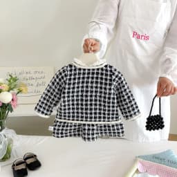 2026 New Fall Girls Tweed 2Pcs Set | Spliced Dress + Jacket Outfit | Chic Elegant Kids Suit