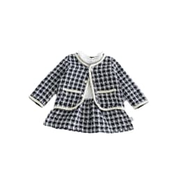 2026 New Fall Girls Tweed 2Pcs Set | Spliced Dress + Jacket Outfit | Chic Elegant Kids Suit