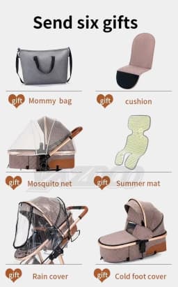 Latest All-Round 3-in-1 High Landscape Four-Wheel Shockproof Baby Stroller Portable Foldable Infant Pram, Bonus Removable Breathable Matching Mosquito Net Included For Newborns From Birth