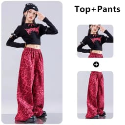 Girl Clothing Off Shoulder Top Lace Pants Hip Hop Jazz Dance Costumes Practice Street Dance Wear Performance Clothes