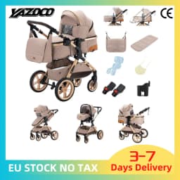 2026 New Elegant 3 in 1 Multifunctional Baby Stroller Travel System Portable Easy Fold Pushchair Safety Infant Car Seat Included EU Certified Free Shipping