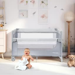 Moby-System Closely 3-in-1 Travel Cot with Changing Table Mattress and Travel Bag for Baby Crib 0-3 Years