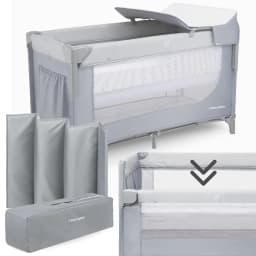 Moby-System Closely 3-in-1 Travel Cot with Changing Table Mattress and Travel Bag for Baby Crib 0-3 Years