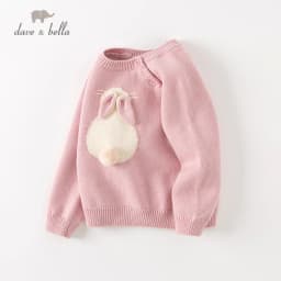 Dave Bella Pink Rabbit Sweater Girl's Autumn Winter Fashion Loose Brand Sweater Children Kid Pullover Top DB4223925