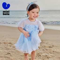 Mini Bala Girls Mermaid Mesh Dress Baby Lightweight Soft Embroidered Sweet Princess Dress
