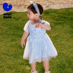 Mini Bala Girls Mermaid Mesh Dress Baby Lightweight Soft Embroidered Sweet Princess Dress