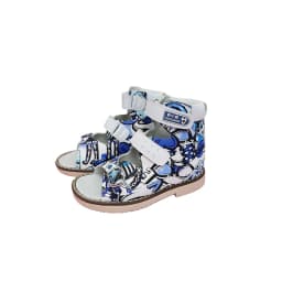 Ortoluckland Children Sandals Summer Orthopedic For Kids Buckle Strap Shoes Boys Printed Arch Support Flatfoot Footwear