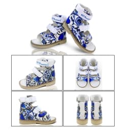 Ortoluckland Children Sandals Summer Orthopedic For Kids Buckle Strap Shoes Boys Printed Arch Support Flatfoot Footwear