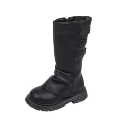 Autumn Toddlers Long Boots Black Brown Kids Causal Mid-calf Boots for Girls Fashion Round-toe Children's Causal Platform Boots