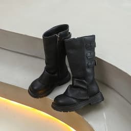 Autumn Toddlers Long Boots Black Brown Kids Causal Mid-calf Boots for Girls Fashion Round-toe Children's Causal Platform Boots