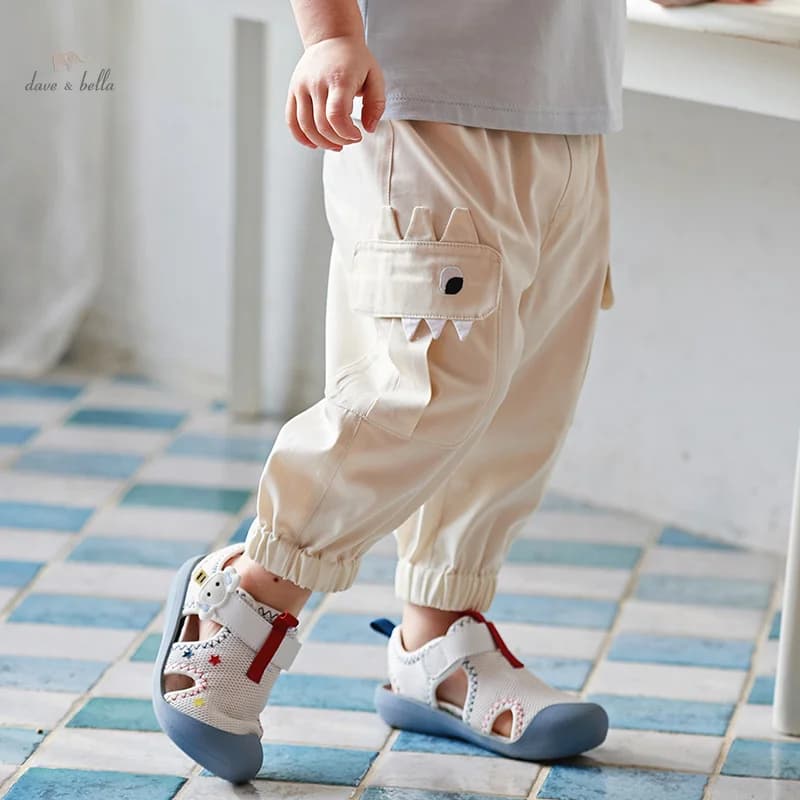 Dave Bella Children Pants for Boys 2024 New Summer Casual Fashion Cool Cargo Pants Cropped Pants Outdoor Sport Party DB2240689
