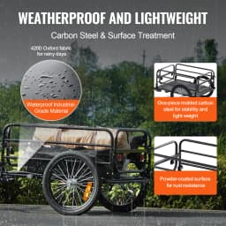SucceBuy 160 lbs Bike Cargo Trailer Foldable Storage Bicycle Wagon Cart with 16" Wheels Safe Reflectors Fits 22"-28" Bike Wheels