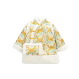 2025 Winter New 3-14 Years Girls Cheongsam New Year Flower Thickening Kids Baby Girl Traditional Chinese Ethnic Tang Dress + Bag