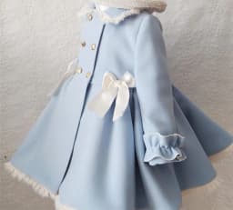 1-12Y Baby Girl Autumn Winter Handmand Customized Palace England Spanish Light Blue Princess Wool Coat for Casual C251