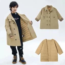 Children Boys Girls Wool Coat Jacket Outerwear 2023 Newest Thicken Plus Velvet Winter Autumn Cotton Children's Clothing Unisex