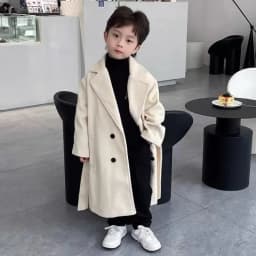 Children Boys Girls Wool Coat Jacket Outerwear 2023 Newest Thicken Plus Velvet Winter Autumn Cotton Children's Clothing Unisex