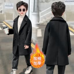 Children Boys Girls Wool Coat Jacket Outerwear 2023 Newest Thicken Plus Velvet Winter Autumn Cotton Children's Clothing Unisex