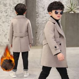 Children Boys Girls Wool Coat Jacket Outerwear 2023 Newest Thicken Plus Velvet Winter Autumn Cotton Children's Clothing Unisex