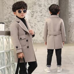 Children Boys Girls Wool Coat Jacket Outerwear 2023 Newest Thicken Plus Velvet Winter Autumn Cotton Children's Clothing Unisex