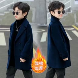 Children Boys Girls Wool Coat Jacket Outerwear 2023 Newest Thicken Plus Velvet Winter Autumn Cotton Children's Clothing Unisex