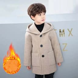 Children Boys Girls Wool Coat Jacket Outerwear 2023 Newest Thicken Plus Velvet Winter Autumn Cotton Children's Clothing Unisex