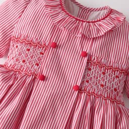 Stripe Frill Collar Kids Girls Dress Smocked Embroider Birthday Party Children Clothing Baby Short Sleeves Dresses For Summer