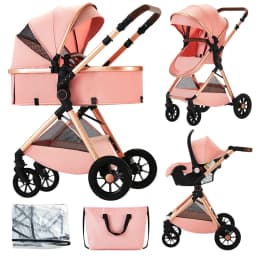 High Landscape 3 in 1 Baby Stroller Convertible Baby Pram with Car Seat Multifunction Infant Pushchair Easy Folding Travel Pram