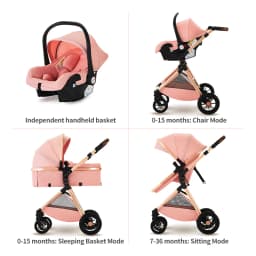 High Landscape 3 in 1 Baby Stroller Convertible Baby Pram with Car Seat Multifunction Infant Pushchair Easy Folding Travel Pram