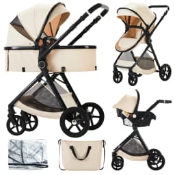 High Landscape 3 in 1 Baby Stroller Convertible Baby Pram with Car Seat Multifunction Infant Pushchair Easy Folding Travel Pram