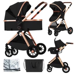 High Landscape 3 in 1 Baby Stroller Convertible Baby Pram with Car Seat Multifunction Infant Pushchair Easy Folding Travel Pram