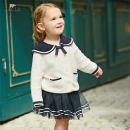Dave Bella Girls Cardigan Sweater Autumn Spring Children Long Sleeves Sweater Knitted Tops Kids College Style Clothing DB1260283